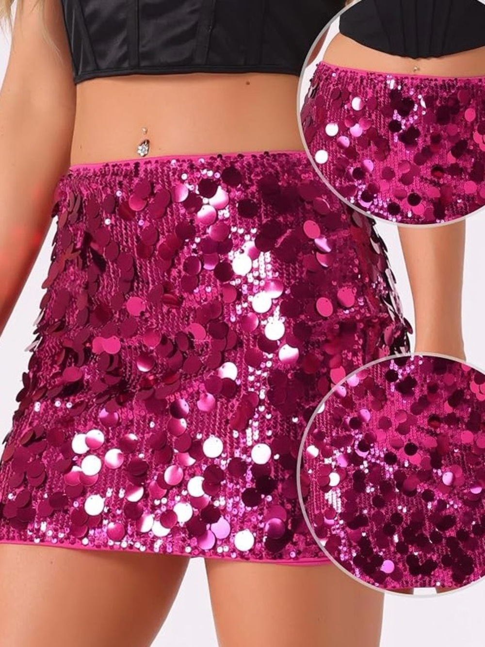 Hot Pink Sequin Mini Skirt